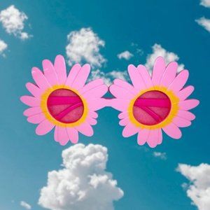 Pink Flower Power Selfie Festival Glasses